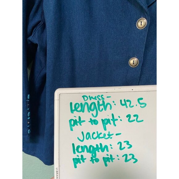 Vintage Napa Valley Dresses Women's Dress‎ and Jacket Blue Denim w/ Rocks Set 16 - Picture 11 of 11